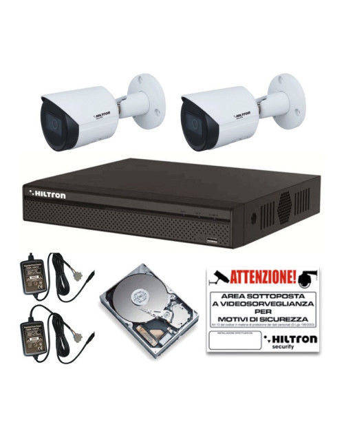 Hiltron HDCVI 4K NVR 4 channel video surveillance kit and 2 cameras 1TB THK42K