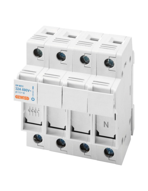 Teilbarer Sicherungshalter – 3P+N 10,3X38 690V 32A – 4 Module GEW GW96312