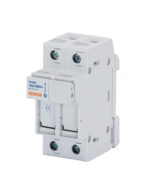 Suport siguranță secționabilă - 1P+N 10,3X38 690V 32A - 2 module GEW GW96215