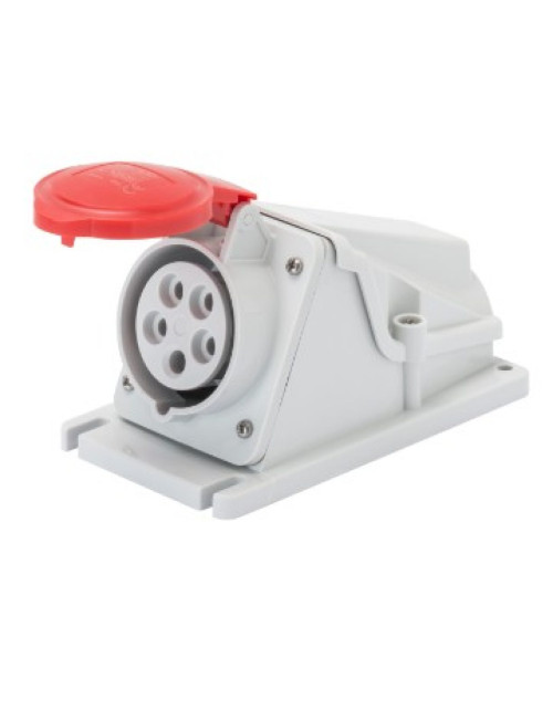 Base fija de pared 90° - Ip44 - 3P+N+T 16A 380-415V 50/60Hz - Rojo - 6H - Cableado por tornillos GEW GW62482