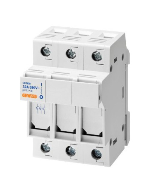 Teilbarer Sicherungshalter – 3P 10,3X38 690V 32A – 3 Module GEW GW96307