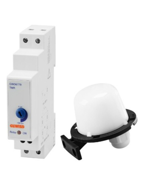 Interrupteur crépusculaire - Sonde Externe Incluse - 1…100Lux - 1 Contact Na - 1 Module GEW GWD6779