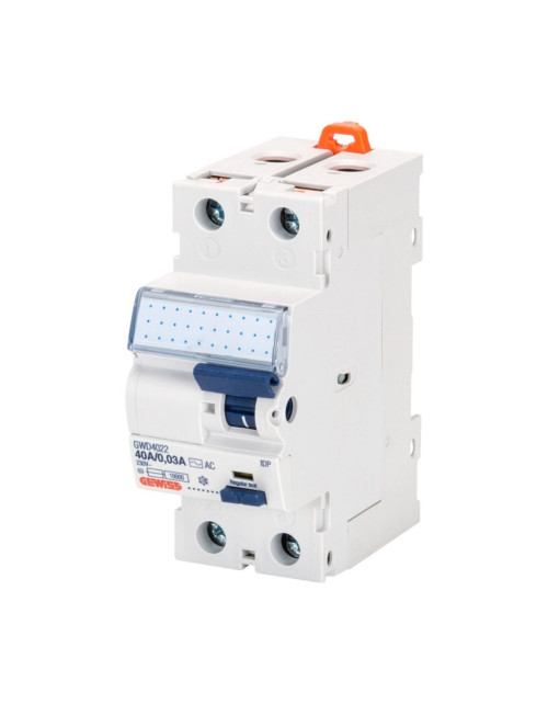 Interrupteur Différentiel Pur - Idp - 2P 40A Type Ac Instantané Idn0,03A - 2 Modules GEW GWD4022