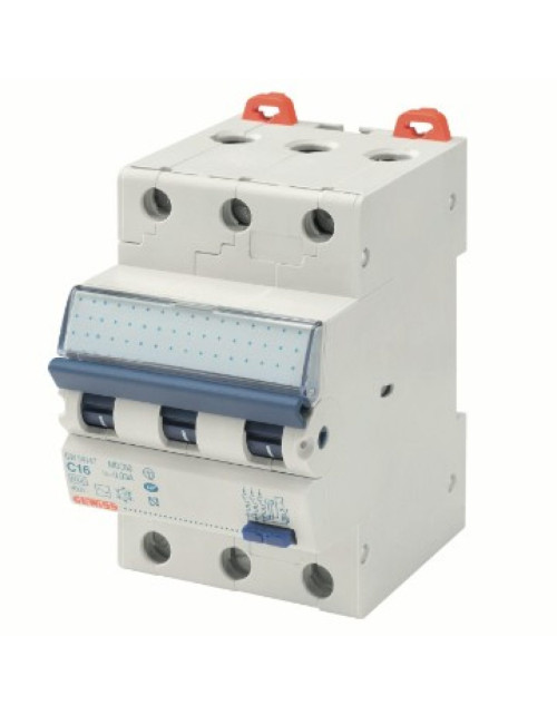 Disjoncteur magnétique résiduel compact - Mdc 60 - 3P Courbe C 10A Type Ac Idn0,03A - 3 Modules GEW GW94146