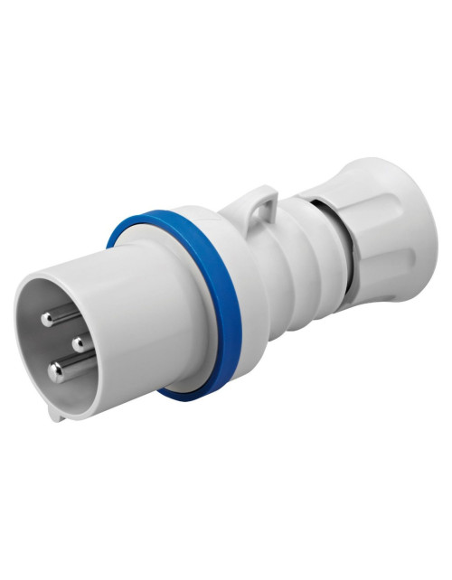 Gerader mobiler HP-Stecker – IP44/IP54 – 2P+E 16 A 200–250 V 50/60 Hz – Blau – 6H – Schnellverkabelung GEW GW60004FH