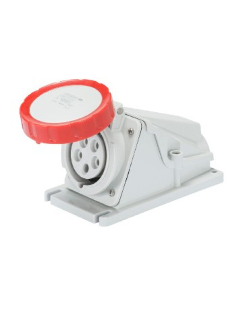 Prise Fixe Murale 90° - Ip67 - 3P+T 16A 380-415V 50/60Hz - Rouge - 6H - Câblage à Vis GEW GW62504