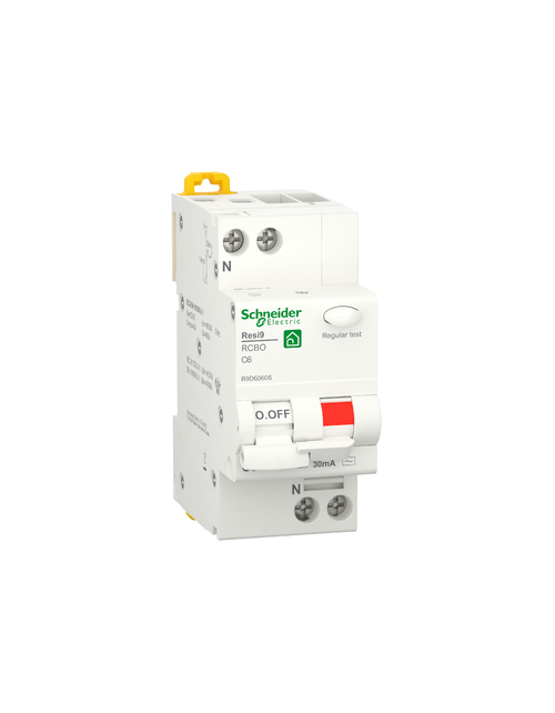 Interruttori magnetotermici differenziali (RCBO), Resi9, 1P+N, 6 A, curva C, 4500 A, 30 mA, Tipo AC SNR R9D60606