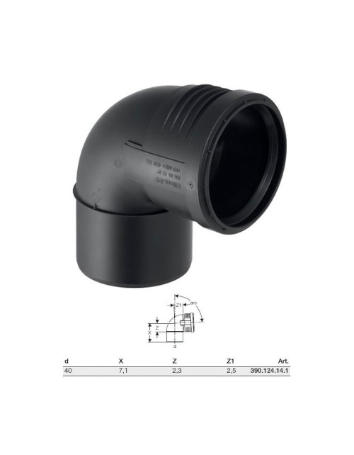 Built-in curve Geberit SILENT-PP a 87,5° ø40 mm 390.124.14.1