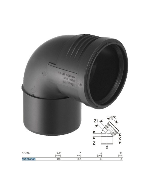 Geberit SILENT-PP connection curve at 87.5° ø110 mm 390.524.14.1