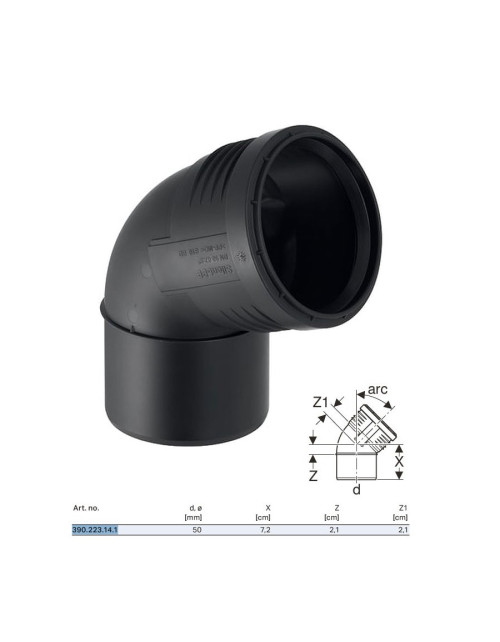 Built-in curve Geberit SILENT-PP a 67,5° ø50 mm 390.223.14.1