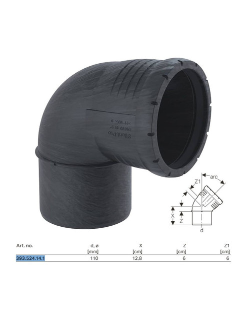 Silent-Pro Curve 87,5° ø110 mm PP mit Stecker 393.524.14.1