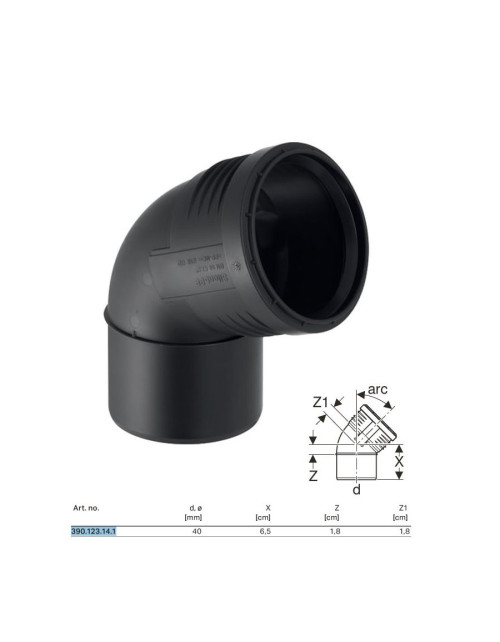 Courbe encastrable Geberit SILENT-PP a 67,5° ø40 mm 390.123.14.1