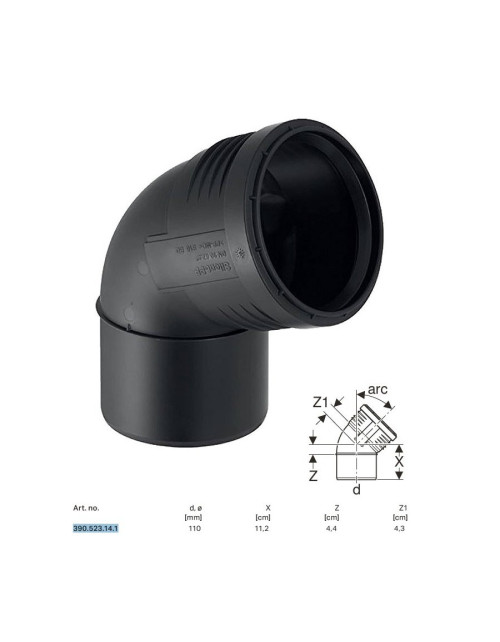 Geberit SILENT-PP Verbindungsbogen bei 67,5° ø110 mm 390.523.14.1