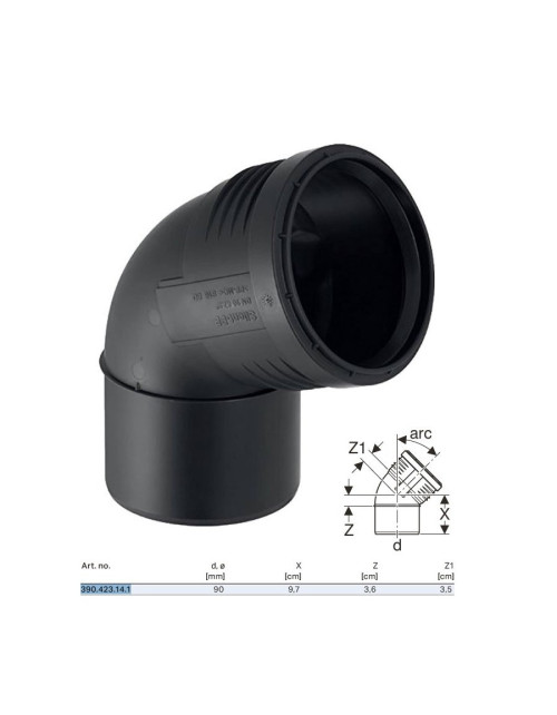 Built-in curve Geberit SILENT-PP a 67,5° ø90 mm 390.423.14.1