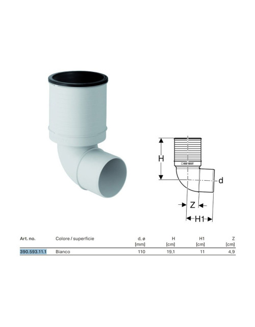 Curva WC a 87,5° Silent-PP ø110 mm 390.593.11.1