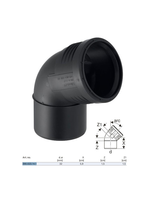 Courbe encastrable Geberit SILENT-PP a 67,5° ø32 mm 390.023.14.1