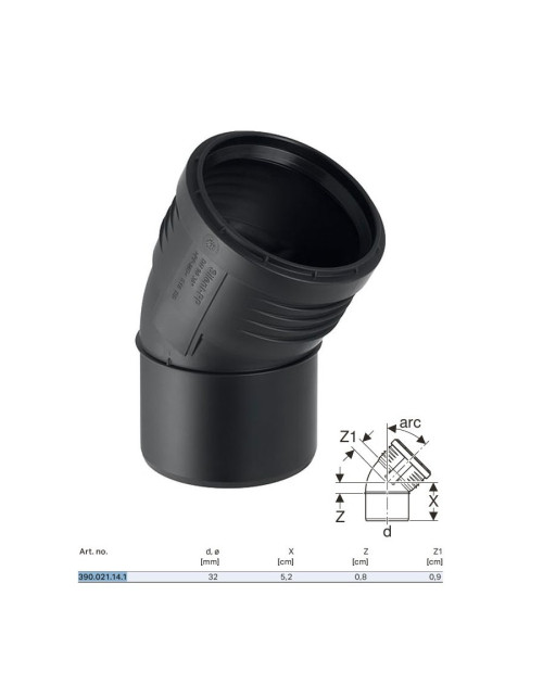 Courbe encastrable Geberit SILENT-PP a 30° ø32 mm 390.021.14.1