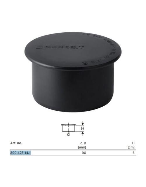 Closing cap for Geberit Silent-PP glass ø90 mm 390.428.14.1