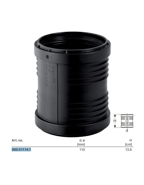 Geberit Silent-PP Doppelschiebemuffenhülse ø110 mm 390.517.14.1