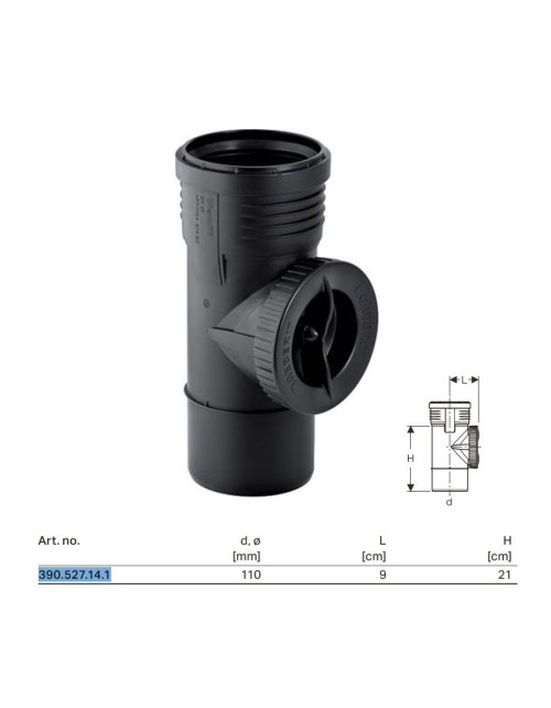 Geberit Silent-PP 90° Revisionsabzweig mit runder Öffnung ø110 mm 390.527.14.1