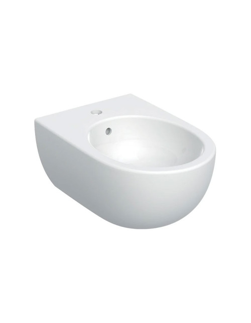 SELNOVA PREMIUM wall-hung bidet with hidden fixing, with tap hole and overflow, white colour, glossy finish 501