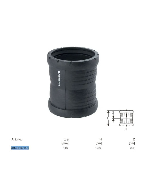 Geberit Silent-Pro doble funda de vidrio ø110 mm 393.516.14.1