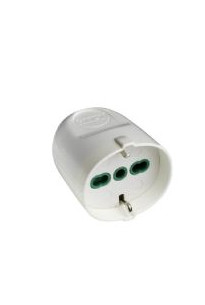 Adaptador enchufe schuko 2P más T 16A, Blanco