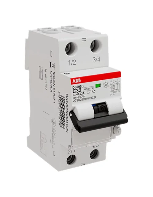 Interrupteur différentiel magnéto-thermique ABB 2 pôles 32A 30mA type AC 2 modules