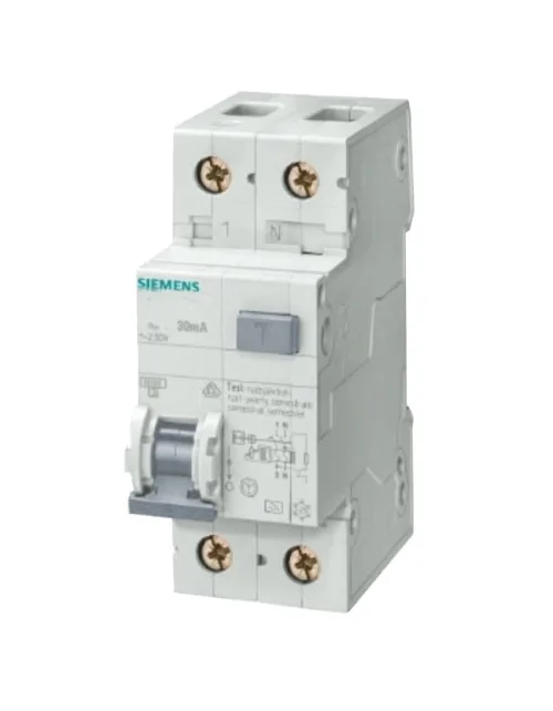 Interrupteur magnétothermique différentiel Siemens 1P+N type A 2 modules