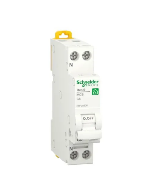 Interrupteur magnétothermique Schneider 6A 1P+N 4,5KA C 1 module