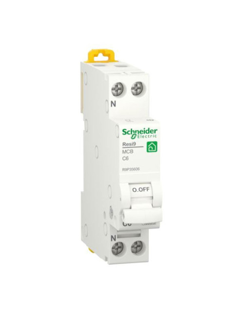 Interruptor magnetotérmico Schneider 6A 1P+N 4.5KA C 1 módulo