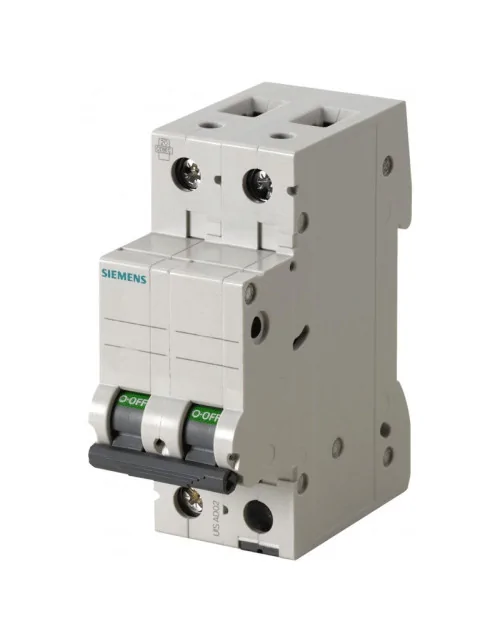 Disyuntor Siemens 2P 6A 6kA tipo C 2 módulos 5SL62067BB