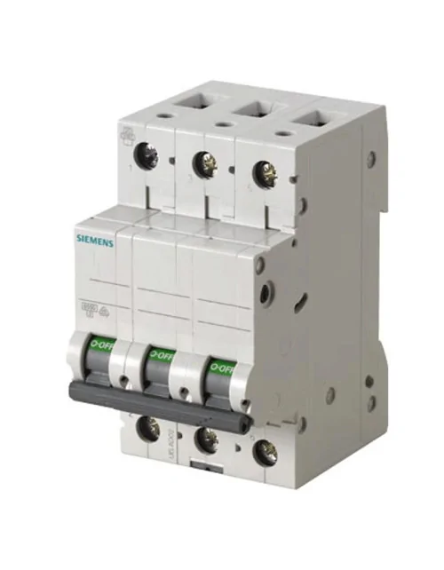 Disyuntor Siemens 3P 10A 6kA tipo C 3 módulos 5SL63107BB