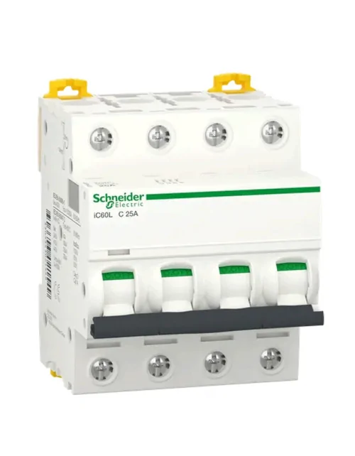 Interrupteur magnétothermique Schneider 4P 25A 15KA C 4 modules