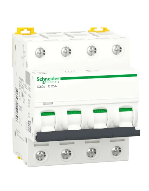 Interrupteur magnétothermique Schneider 4P 25A 4,5KA C 4 modules