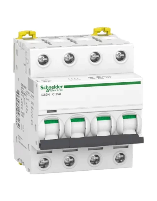 Disjoncteur Schneider 4P 25A 6KA C 4 modules