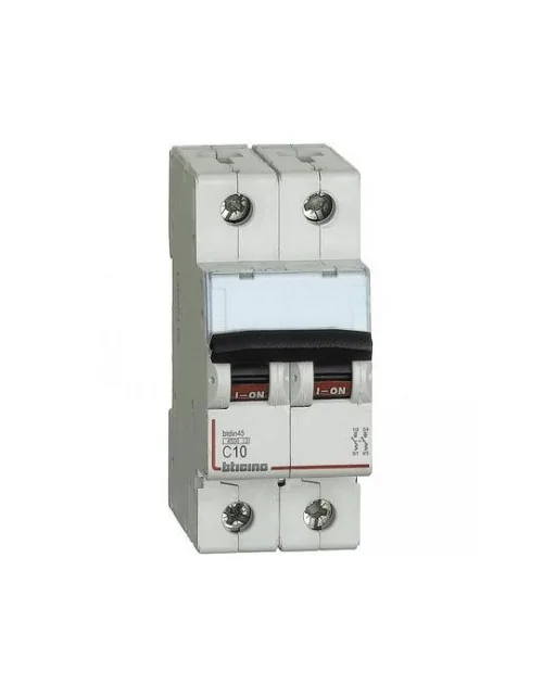 Interrupteur magnétothermique Bticino 2P 10A 4,5kA Type C 2 modules