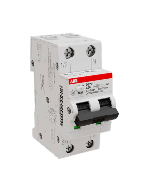 ABB 1P+N 20A Differential-Leistungsschalter, 2 AC-Module