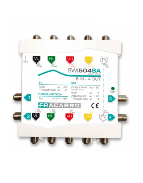 Fracarro 5x4 Multischalter mit Passiv-TV und regelbarem Aktiv-SAT 271161