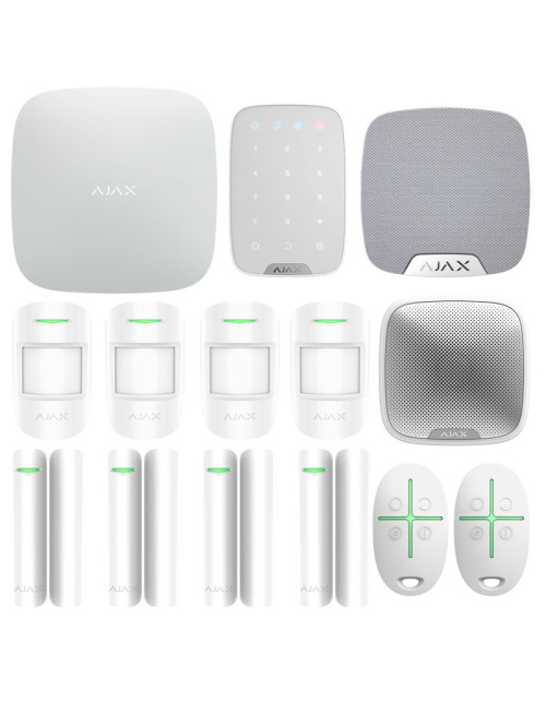 Ajax Wireless Anti-Diebstahl-Kit mit Hub2 plus 4G 2 SIM WI-FI-Steuereinheit Weiß