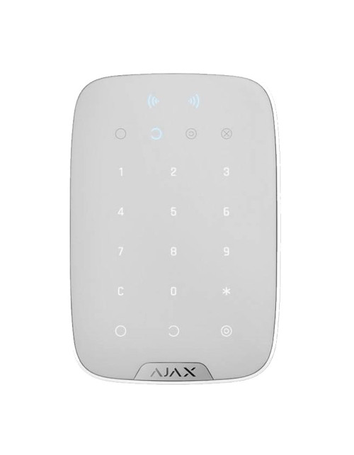 Clavier sans fil et tactile AJAX blanc KEYPADPLUS avec support sans contact 26078