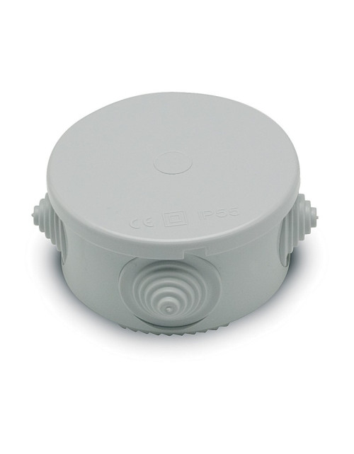 Gray round Master junction box with IP55 cable glands