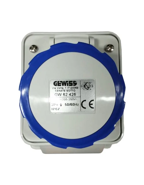 Gewiss feste Wandsteckdose 2P+E 16A IP67 blau 220V GW62426