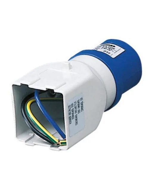 Adaptador industrial Gewiss con enchufe 16A y 2 módulos de sistema GW64206