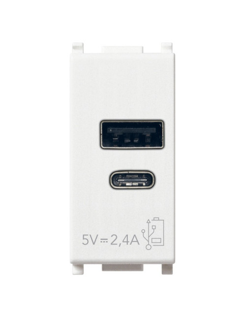 Vimar Plana Alimentador USB A+C 5V 2.4A 1 Módulo Blanco 14292.AC