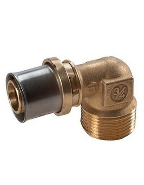 90° elbow, male threaded, for multi-tongs pressing, for plastic or multilayer pipe, R 2" x 63x4.5