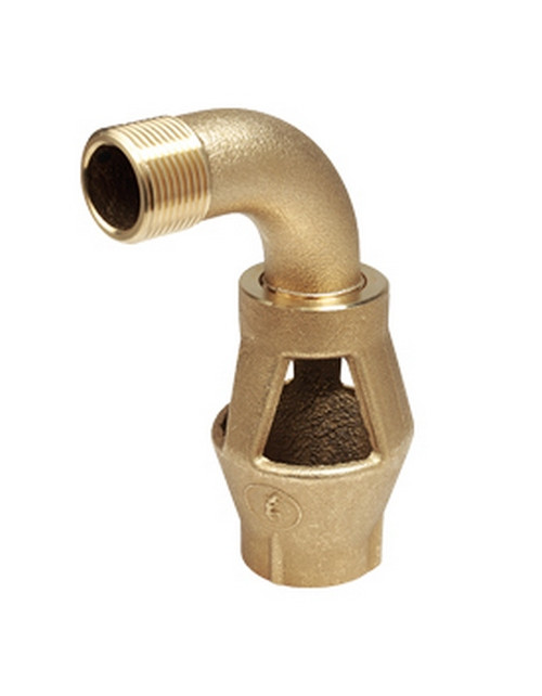 Exposed waste funnel, with 90° bend, in brass, 1"1/4x1"1/4