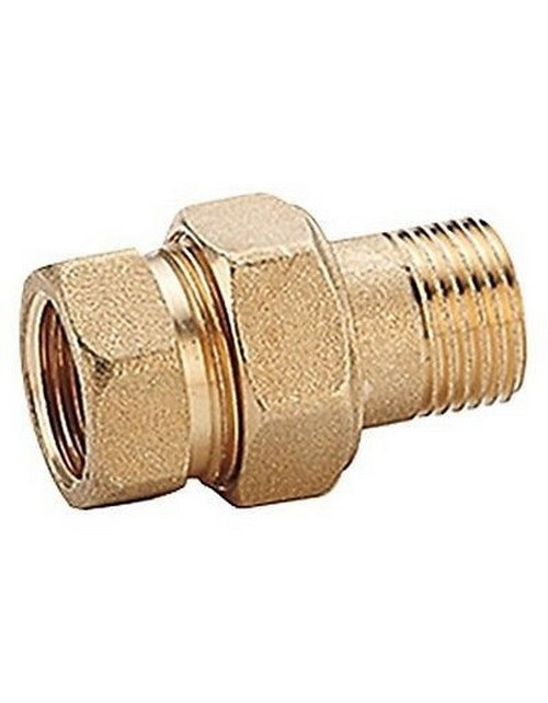 Non-chrome-plated three-piece straight fitting with threaded FM union ends, Rc 2” x R 2”