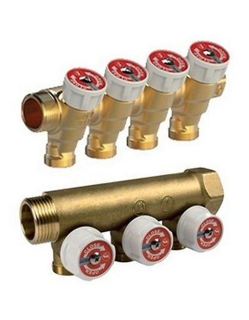 Simple modular manifold for sanitary systems, with shut-off valves, 3/4"X1/2"E(16) /4