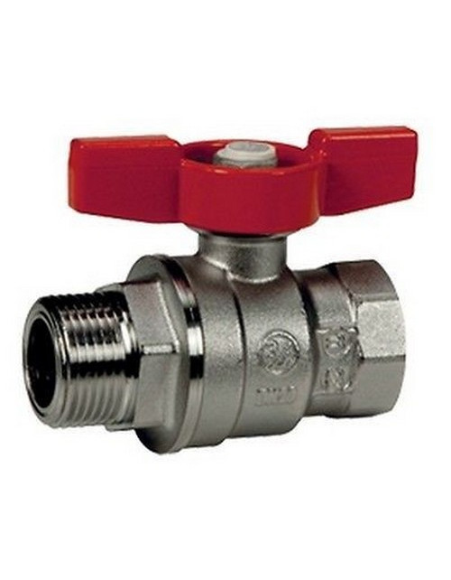 Ball valve, female-male connections, butterfly handle, full bore, 11/4"MF